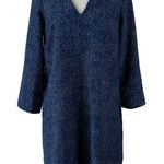 Gap  Swing Shift Dress Womens Size S Blue Dots Print‎ V Neck 3/4 Sleeve Oversized Photo 0