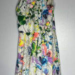 EXPRESS Skater A-Line Halter Floral Sleeveless Keyhole Dress Size 0 Photo 0