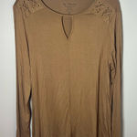 Chico's Chico’s Keyhole Lace Up Long Sleeve Western Boho Indie Brown Top Size 2/L Photo 0