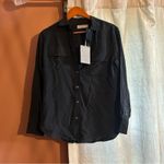 Everlane  The Washable Silk Relaxed Shirt Button Down Black Blouse NWT Size‎ 0 Photo 4