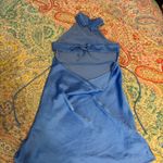 Beginning Boutique  blue satin Mini Dress Photo 3