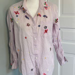Anthropologie Maeve purple sequin flowers button down long sleeve top 6 Photo 0