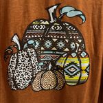Burnt Orange Short Sleeve Boutique Tee with Fall Pumpkins Size XL Photo 1