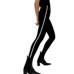 ZARA  High Rise Side Appliqués Rhinestone Stripes Cropped Trouser Pants M Black Photo 4