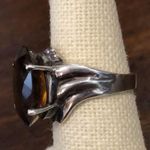 Sterling Silver Vintage Smokey Quartz Oval Faceted Cocktail Ring Size 6 Photo 6