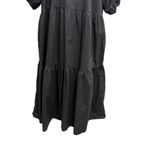 Everlane Puff Sleeve Tiered Cotton Poplin Midi Dress Classic Black size 16 Photo 4