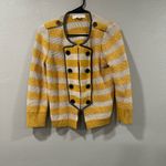 Loft  Ann Taylor Striped Mustard Oatmeal Military Style Cardigan Photo 1