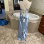 Hello Molly  Maxi Dress, Sky Blue Satin, Sleeveless Tie‎ Back, Cocktail nwt sz 10 Photo 1