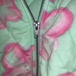 Wild Fable  Womens Zip Up Quilted Coat Size Large Mint Green Floral Jacket Photo 5