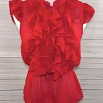 Miley Cyrus (and Max Azria) Sleeveless Ruffle Front Blouse Red-Large Photo 0