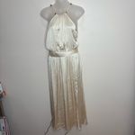 ZARA  Ivory Satin Effect Beaded strapless dress Size small classic side slit NWT Photo 2