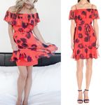 Donna Morgan NWT  Belted Trapeze Dress W/Ruffle Cold Shoulder Size 14 Floral Photo 1