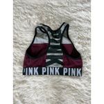 Victoria's Secret PINK Sports Bra Racerback Maroon Gray Logo Small Photo 1