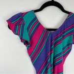 Vintage 80s 90s RARE Rain Beau Striped One Piece Bodysuit Leotard Sz Medium Purple Photo 6