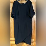 Bobeau  Women’s Black Stretch Crepe Pleated Bodice Faux Wrap Dress Size XL‎ Photo 6