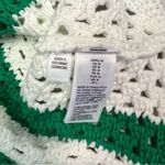 Green and White Button Down Crochet Shirt Size M Photo 8