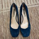Karl Lagerfeld  Navy Velvet Now Silver Block Heel Loafers US 9.5 Photo 3