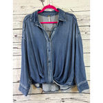 Women's YFB Blue Denim Button Down Shirt L Size L Photo 1