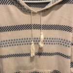 Altar'd State Striped Baja Hoodie Tassel Fringe Boho Cotton Sweater Large Cream Photo 1
