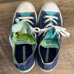 Converse  All Star Canvas Sneakers Blue Lime Green Women’s Size 6 Double Tongue Photo 9