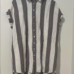Madewell  55% Linen Striped Button Down Beachy Boho Tunic Shirt Size Medium Photo 0