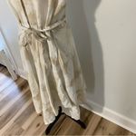 DKNY  Printed Cap Sleeve Linen Lightweight Handkerchief Hemline Midi Belted Dress Photo 7