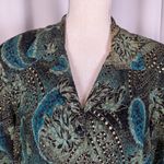 American Vintage Vintage 90s Boho Witchy Paisley Floral Metallic Jacket Green Black Gold Size 16P Photo 6