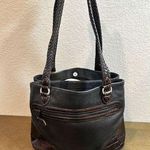 Brighton Leather Shoulder Purse 2 Compartments. Embossed Croc Skin. Blk/ Brown Photo 0