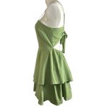 Halara  Backless Adjustable Straps Green Sleeveless Tiered Dress Photo 6