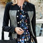 CAbi  Blazer Jacket Career‎ Office Button Front Gray Black MD Photo 0