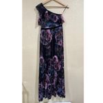 FUZZI dark purple black tulle ruffle one shoulder maxi gown SMALL Photo 8
