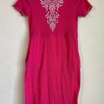 Blair Vintage Embroidered Midi Pink Crinkle Dress Size Medium Summer Beach Photo 0
