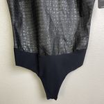Commando Faux Leather Bodysuit Large Black Womens Croc Embossed Sleeveless Photo 4
