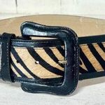via spiga Genuine Leather Tiger Striped Adjustable Waist Belt Beige/Black Small Photo 0