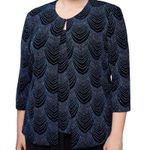 Alex Evenings  Black with Blue Pattern Top and Sequins Photo 0