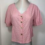 Wild Flower Eyelet Beachside button down Shirt light pink Size 10 Photo 1