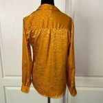 Candie's GOLDEN YELLOW ANIMAL PRINT BUTTON UP BUSINESS WORK BLOUSE LONG SLEEVE Photo 1