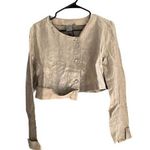 Women's Lilith Beige Linen Crop Jacket M Lightweight Button Casual Spring Tan Size M Photo 0