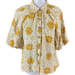 Ivy Jane Ivy‎ Jane Yellow White Floral Button Front Blouse Puff Sleeve Cottagecore Small Photo 0
