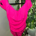 La Blanca Island Goddess Off Shoulder Ruffle One Piece in Pop Pink Size 16 Photo 0