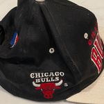Vintage 80s Chicago Bulls Hat Snap Back Trucker Black Red Photo 2