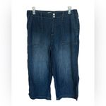 Seven7 Wide Leg Capri Cropped High Rise Square Pocket Blue Denim Jeans. Size 12 Photo 1