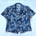 Alfred Dunner  size 16 Blue and White Tye dye butterfly Button-Down Shirt Photo 0