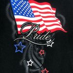 Gildan Woman’s  Black American Pride Flag T-shirt Top Large Photo 1