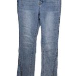 BBJ Los Angeles Jeans Womens Size 5 (27)Blue Flare Rhinestone Front Slit Raw Hem Blue Photo 0