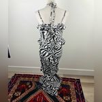 bigHit Zebra Print Halter Maxi Dress Ruffle Trim Sleeveless Black White M Black Size M Photo 10