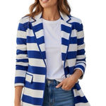 Ralph Lauren  Sweater Blazer Blue White Cotton Sz M preppy old money Nautical Photo 0