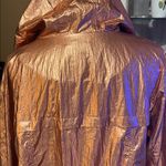 G by Guiliani Sz 14 Metallic Rose Gold Hooded Zip Windbreaker Hi Low Jacket Pink Photo 7