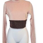 Naked Wardrobe | NWT | M | On the Glow Sparkle Colorblock Long Sleeve Crop Top Photo 3