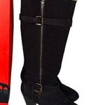Rialto  Cassie Brown Faux Sherpa Lined Tall Riding Boots Buckles Zippers Size 7.5 Photo 2